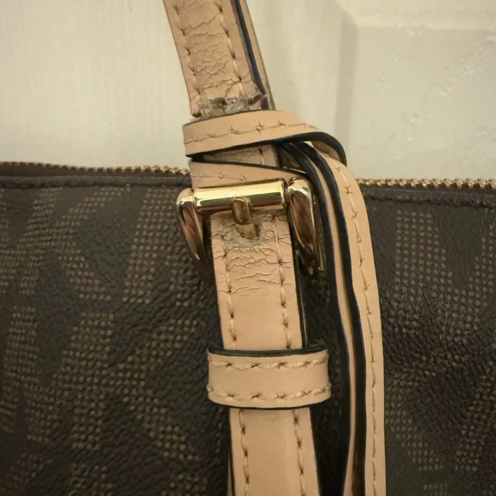 Michael Kors Brown Signature Tote with Leather Accents